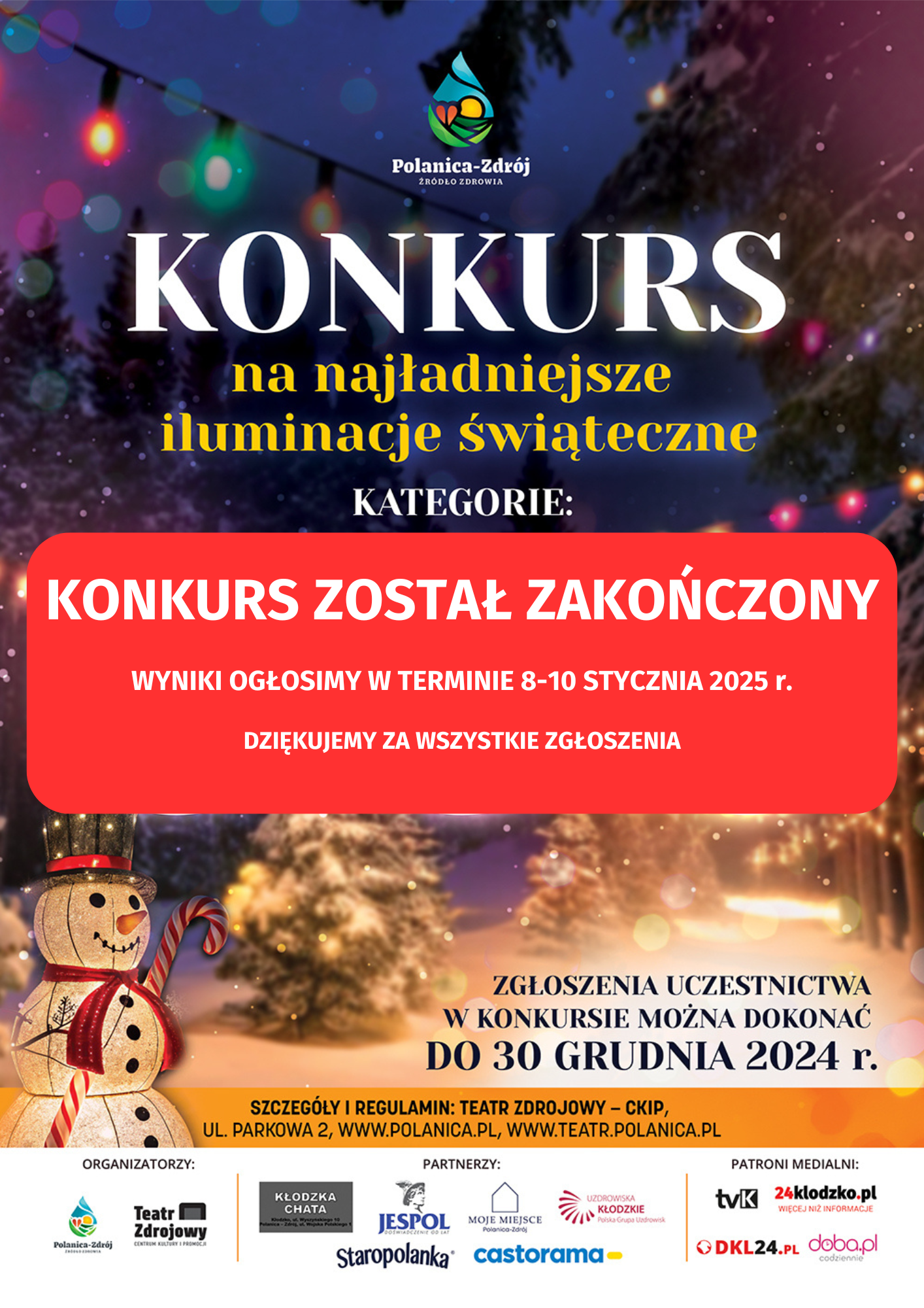 Zakończenie konkursu na najładniejszą iluminację świąteczną